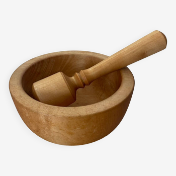 Wooden mortar and pestle