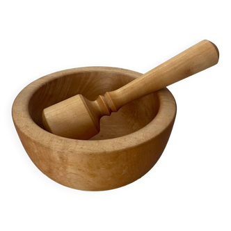 Wooden mortar and pestle