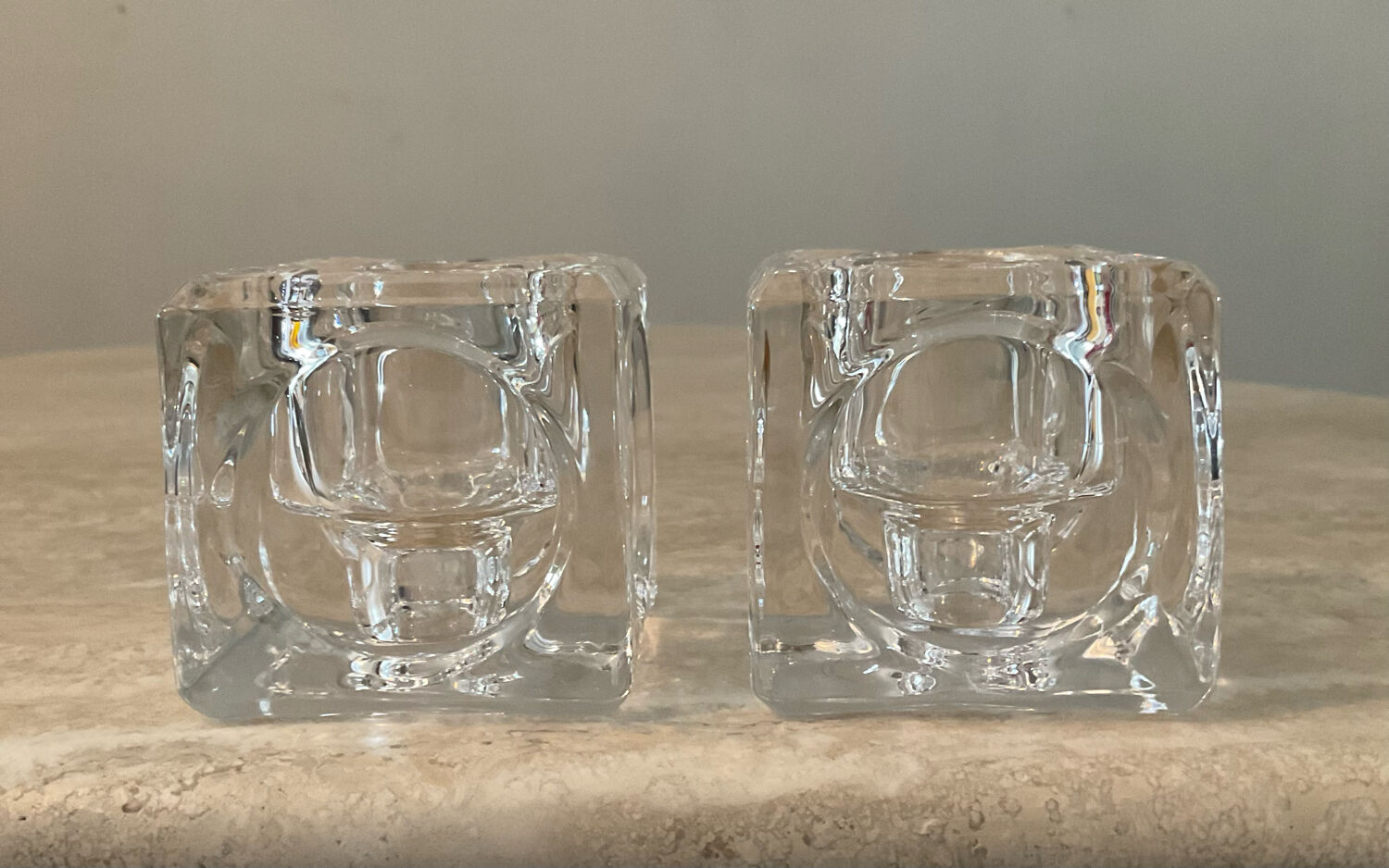 Pair of Peill & Putzler crystal candle holders from the 70s