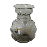 Smoky Gray Regenhütte Vase with Swirled Ribbing, German Handblown Glass