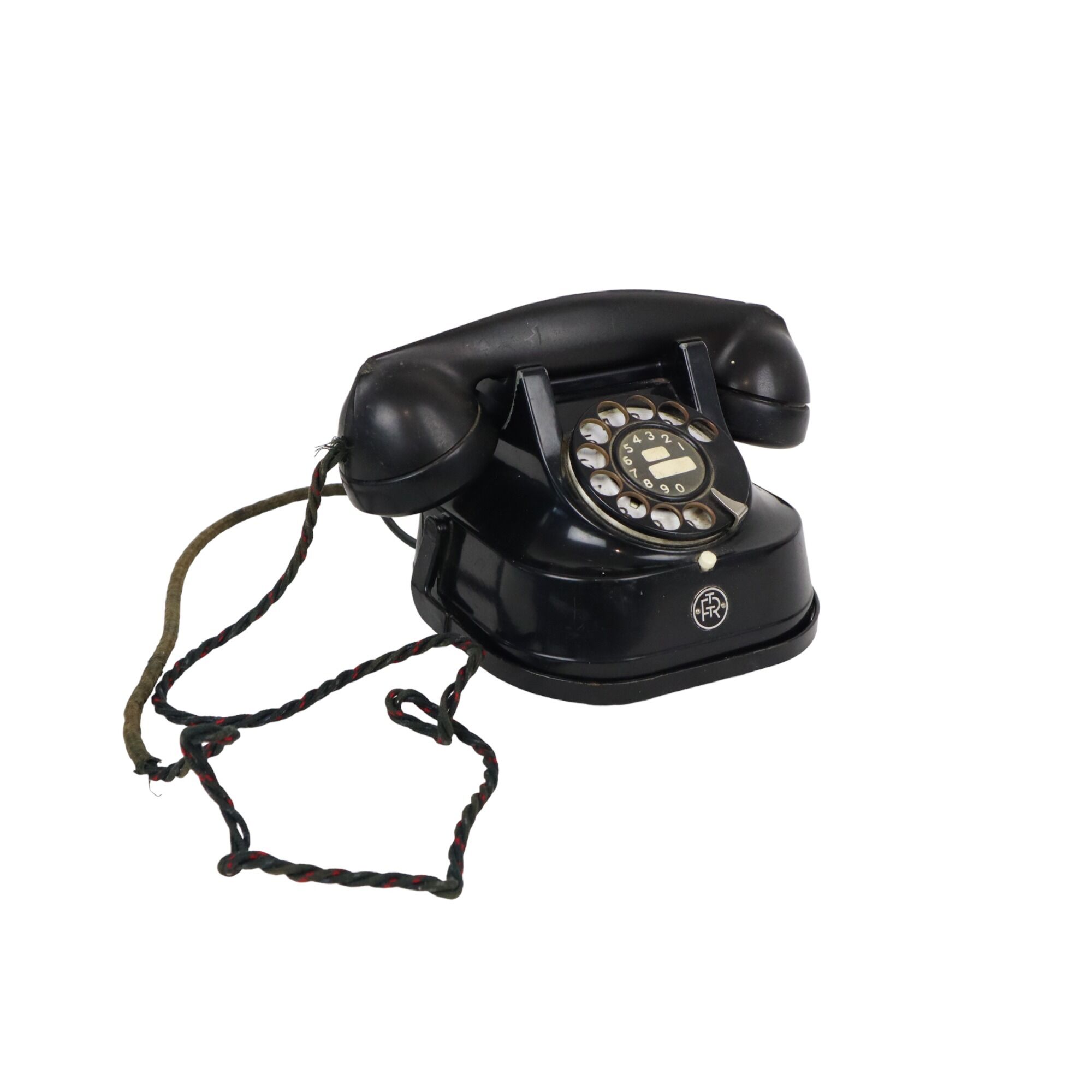 Old rotary dial telephone black metal bakelite rtt 1965