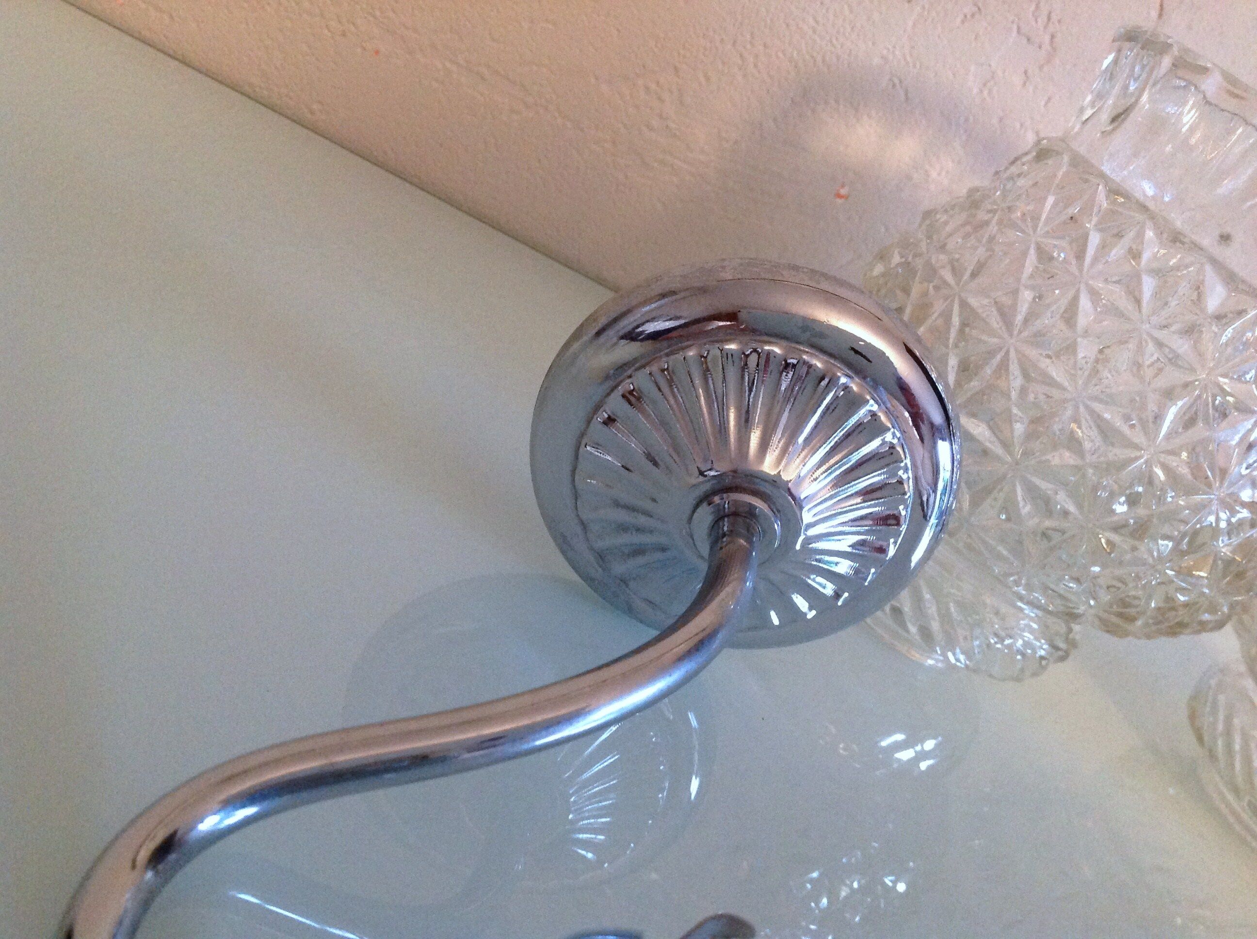 Pair of structured glass and chrome metal, 60s