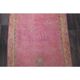 1970s Vintage Turkish Hand-Knotted Wool Cotton Pink Runner Rug 110x361