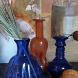 Trio of vintage blown glass soliflore vases
