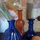 Trio of vintage blown glass soliflore vases