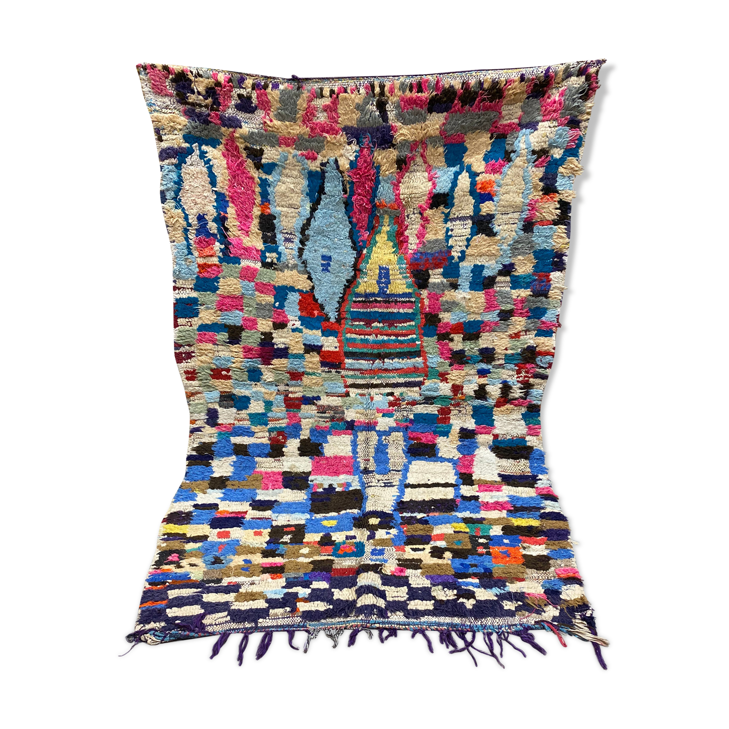 Multicolor carpet in boucherouite fabric 130x193cm