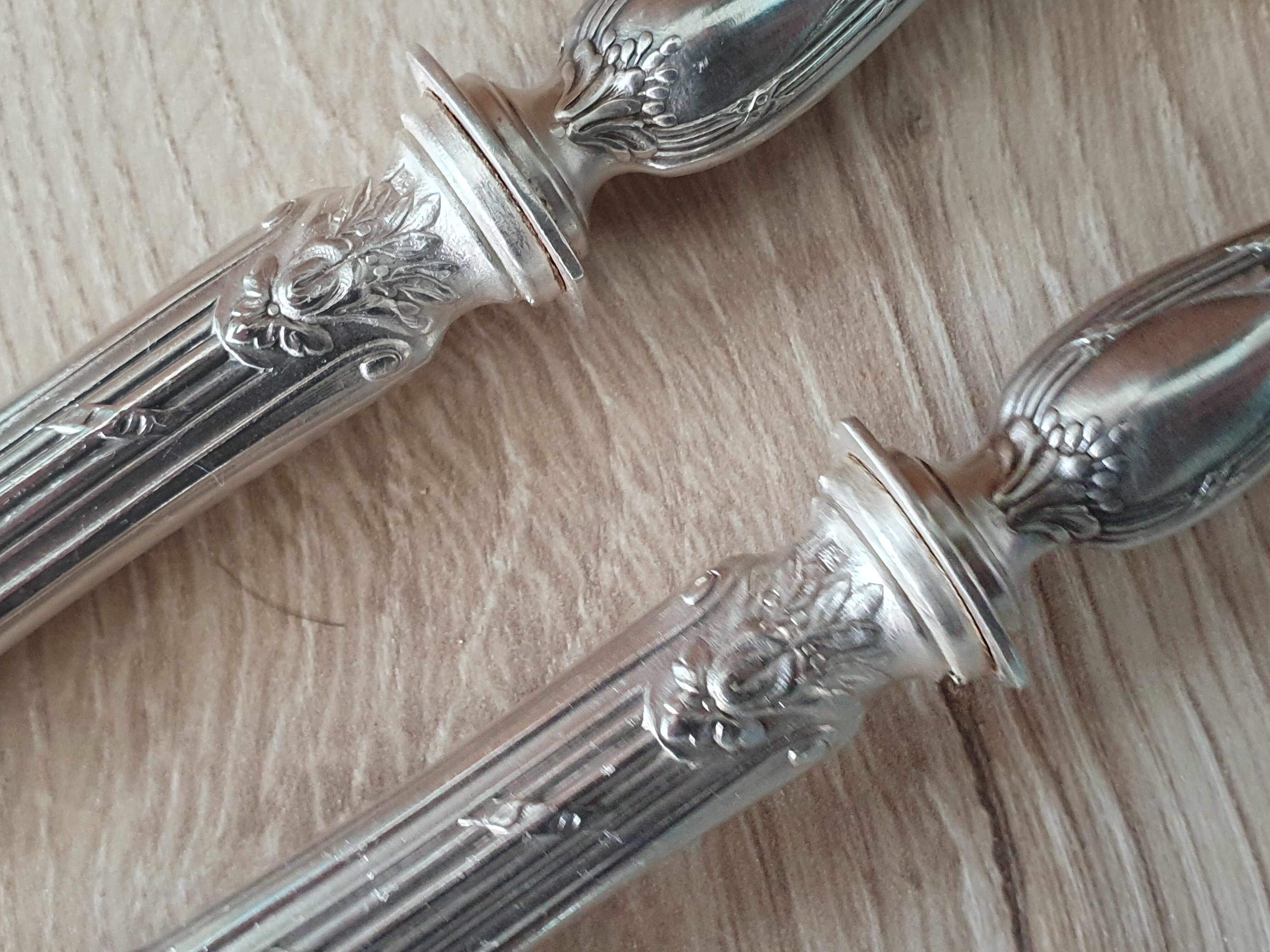 Filled silver metal handle salad covers