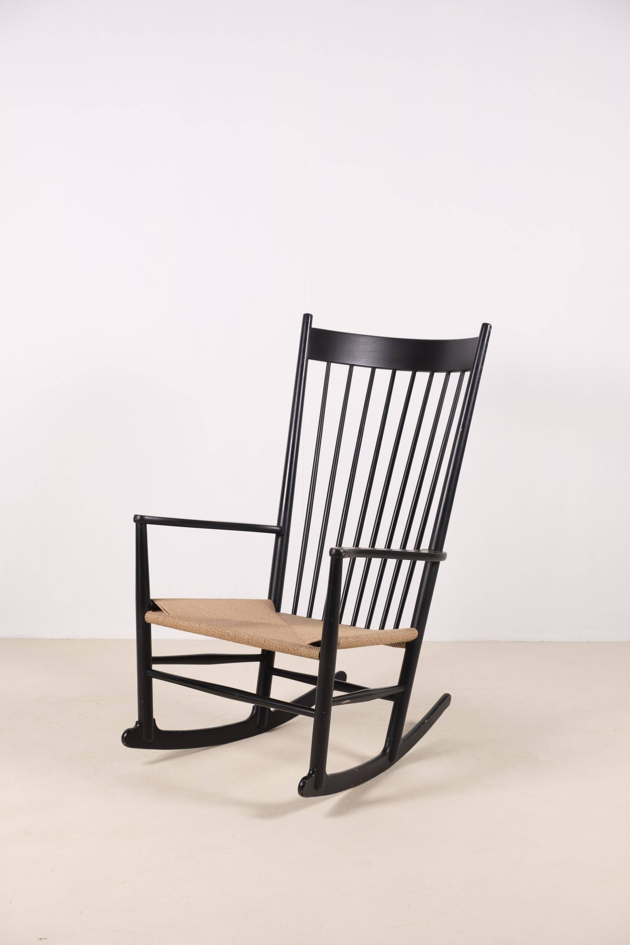 Hans J. Wegner J16 Black Rocking Chair, 1969 FDB