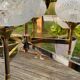Lustre doré 8 globes vintage 1970