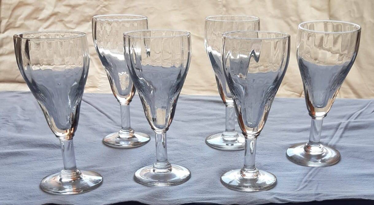 6 blown glass stems, circa 1900