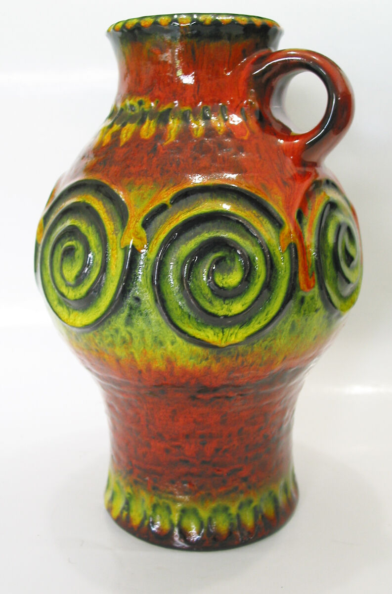 Pair of vases 1970's fat lava retro design mid century
