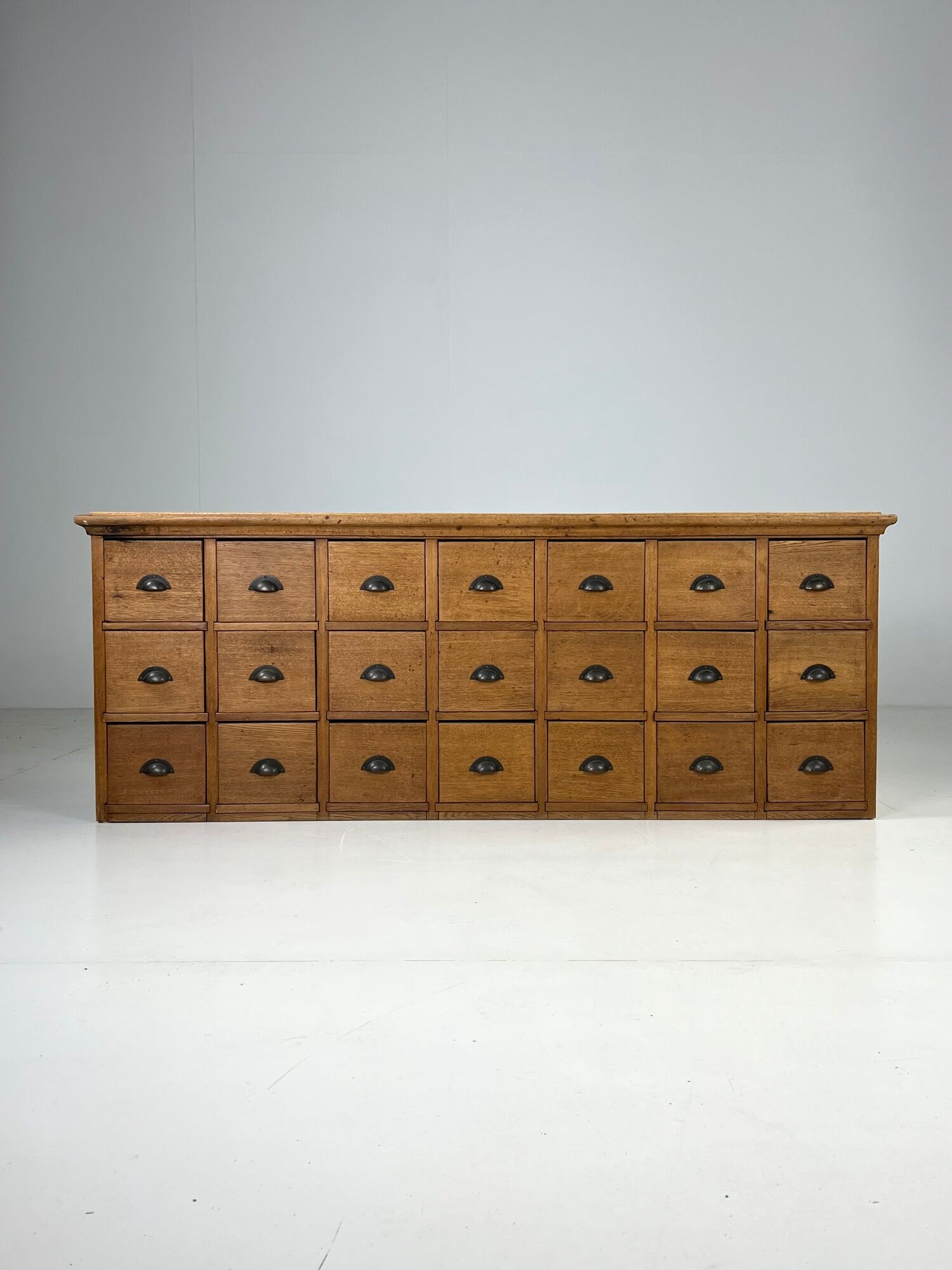 Pharmacy cabinet chest of drawers large oak antiques
