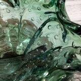 Ashtray or pocket in bubbled Murano glass in green color from the 60s