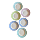Set of 6 vintage soup plates, pastel colors and gold details