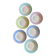 Set of 6 vintage soup plates, pastel colors and gold details