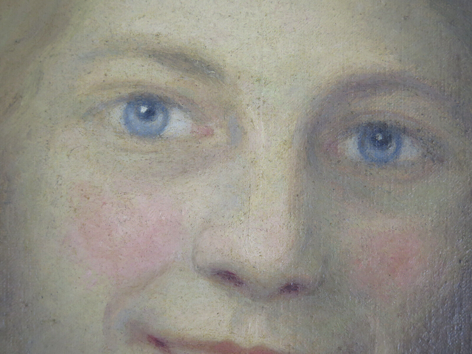 Antique signed painting portrait of a girl oil on canvas 1880 BM1N