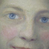 Antique signed painting portrait of a girl oil on canvas 1880 BM1N