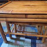 Mid century nest of 3 patinated bamboo tables, 1960s
