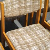 Dining room chairs X 6, vintage chair, vintage wood and fabric chair, series of chairs, decoration