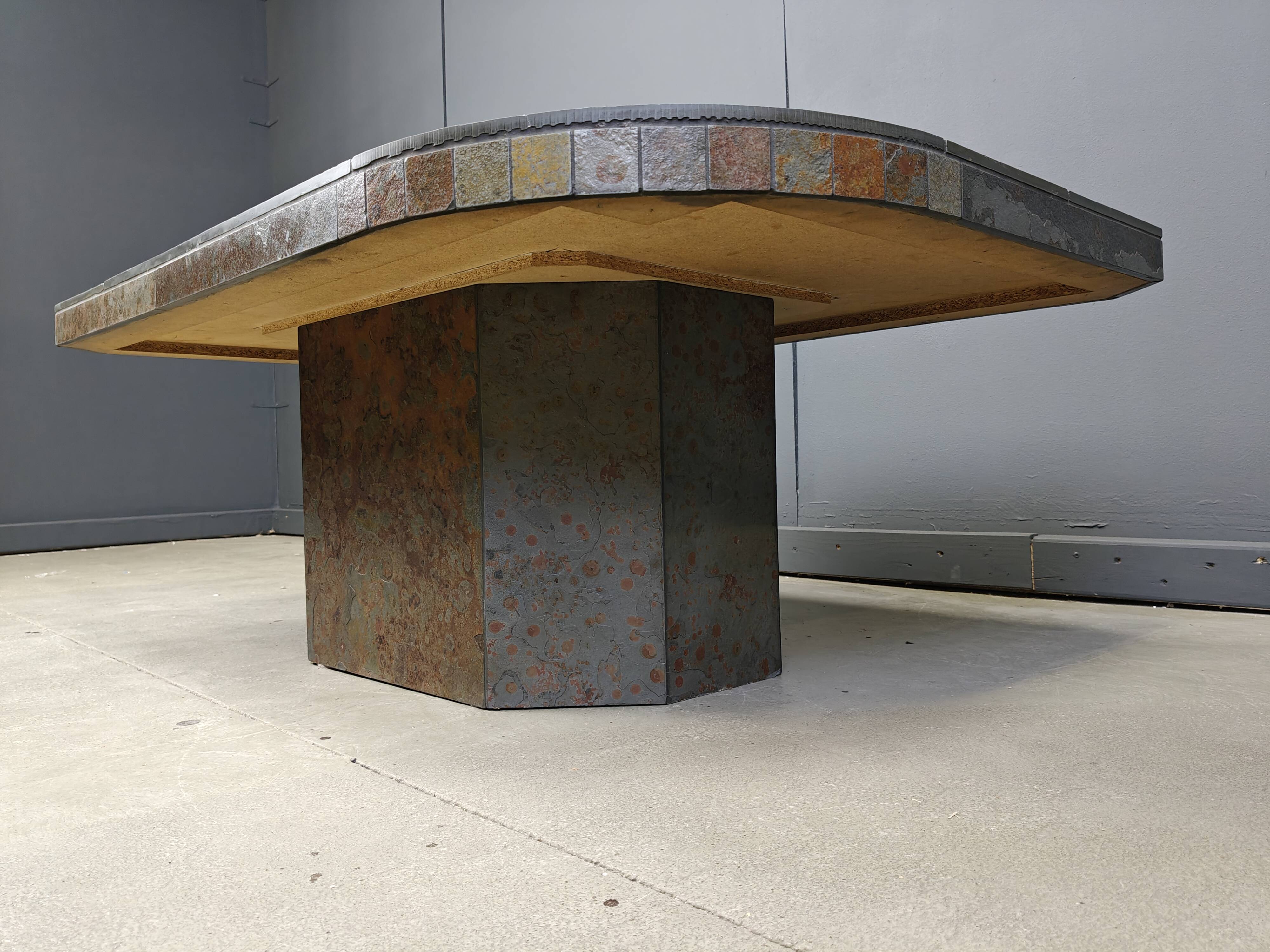Brutalist slate stone coffee table, 1980s