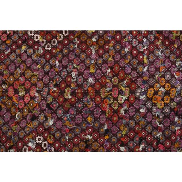 1970s Vintage Turkish Oushak Handmade Wool Cotton Red Area Rug 182x288