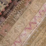 2x9 Brown Cream Persian Vintage Runner Rug, 65x265Cm