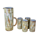 Pitcher and glasses with harlequin decoration, Atelier du Vieux Moulin