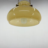 1950's Glass & Brass Pendant Light
