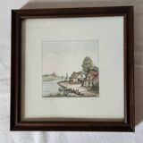Vintage 3x Ludwig Urack Small German River Scene & Boats Art Prints