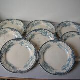Lot de 8 anciennes grandes assiettes Dépôt E. Bourgeois Paris en faïence 23 cm