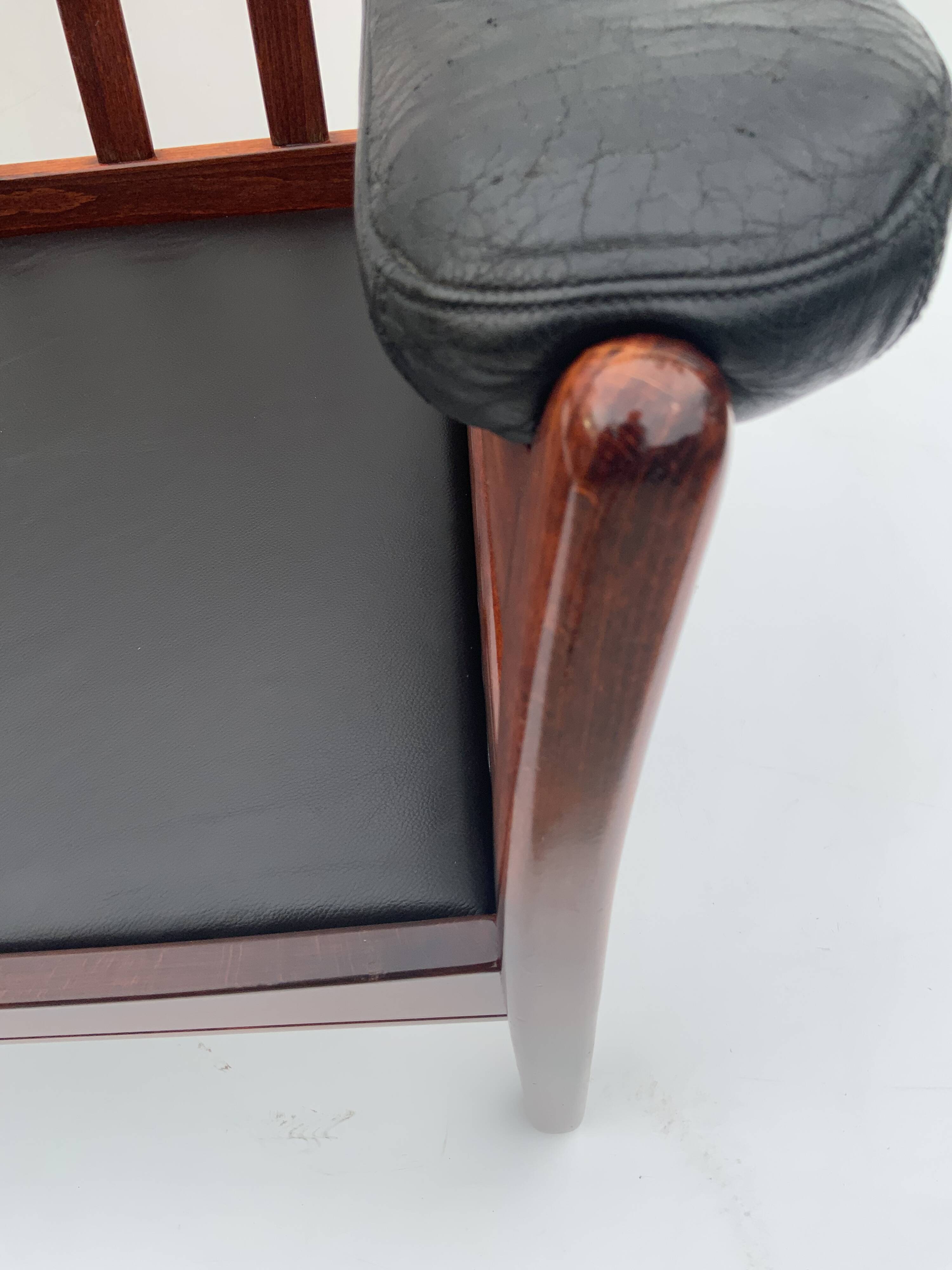 Vintage black leather lounge chair by gote mobler 1970s