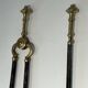 Fire Tool Set in Brass and Brushed Steel with Claw Feet, Attributed to the