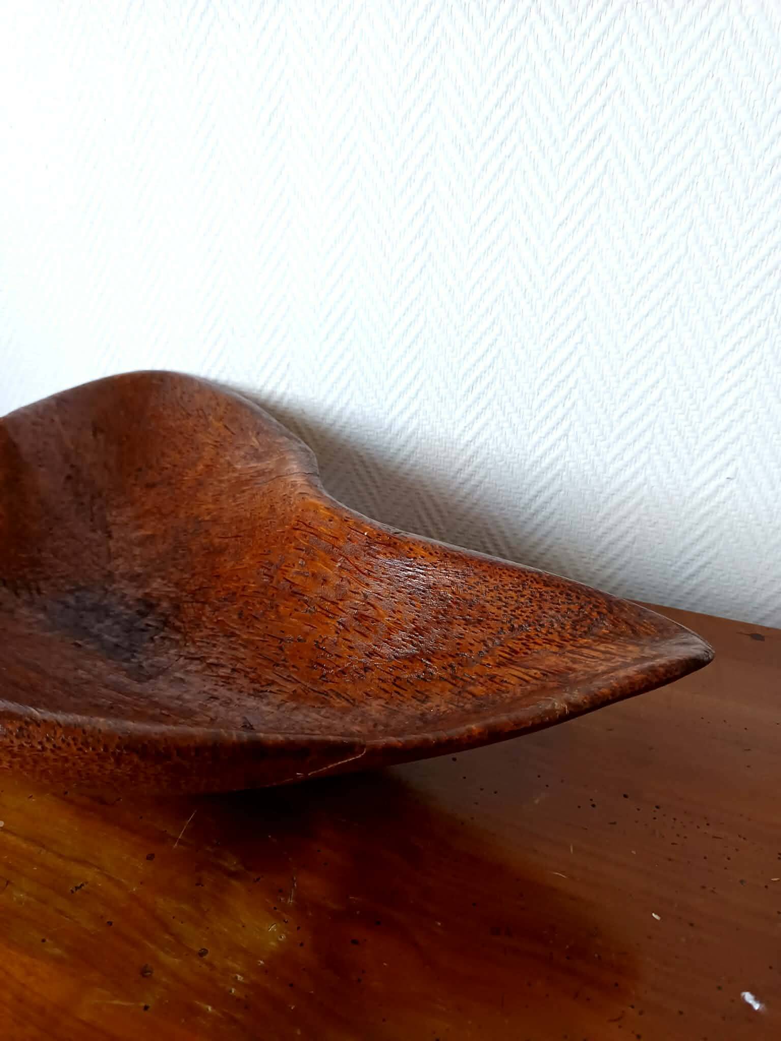 Large brutalist wooden bowl, 65 cm