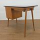 Bureau et chaise Baumann Pégase rouges, pieds compas