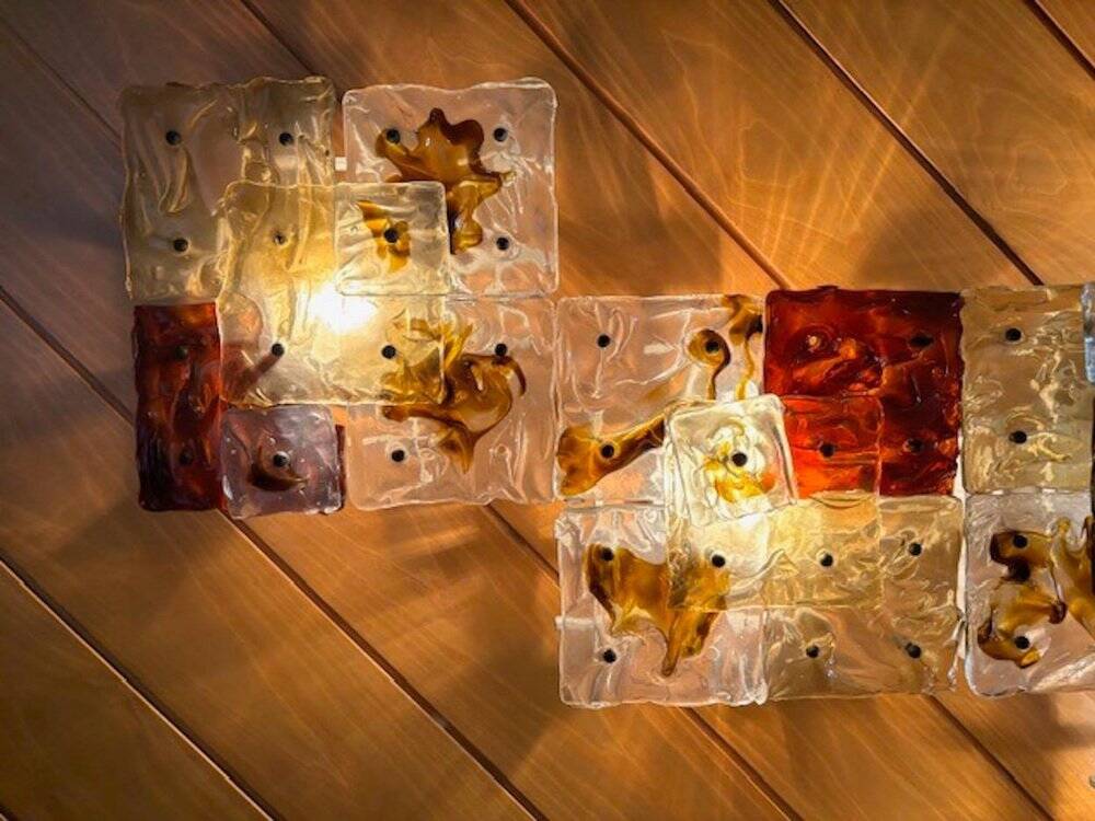 Patchwork Wall Lights in Hand Blown Glass attributed to Toni Zuccheri for Venini, 1970s, Set of 20
