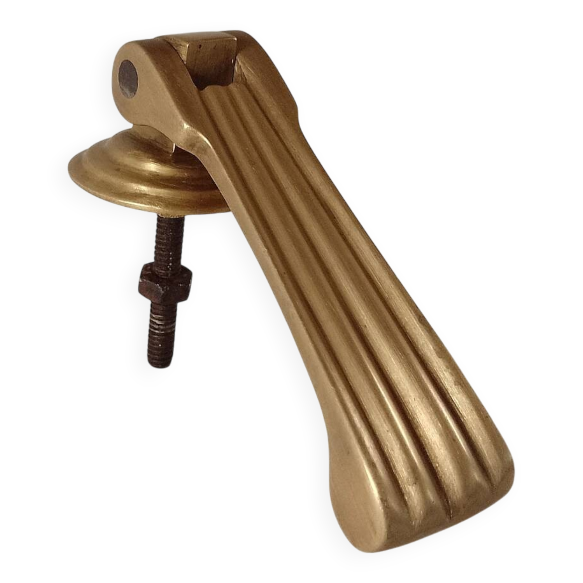 Antique Edwardian Fluted Brass Front Door Knocker | Old Vintage Door Knocke