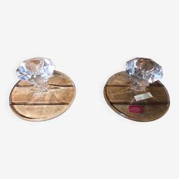 Ancienne paire de bougeoir cristal d’arques cristal vintage