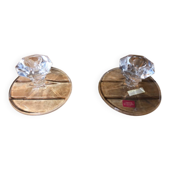 Old pair of cristal d'arques candle holders vintage crystal