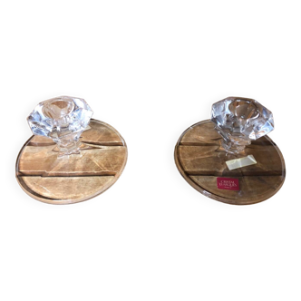 Ancienne paire de bougeoir cristal d’arques cristal vintage