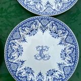 6 assiettes Gien série monogramme « 2nd choix »