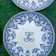 6 assiettes Gien série monogramme « 2nd choix »