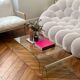 Vintage coffee table in curved corrugated tempered glass minimalist design