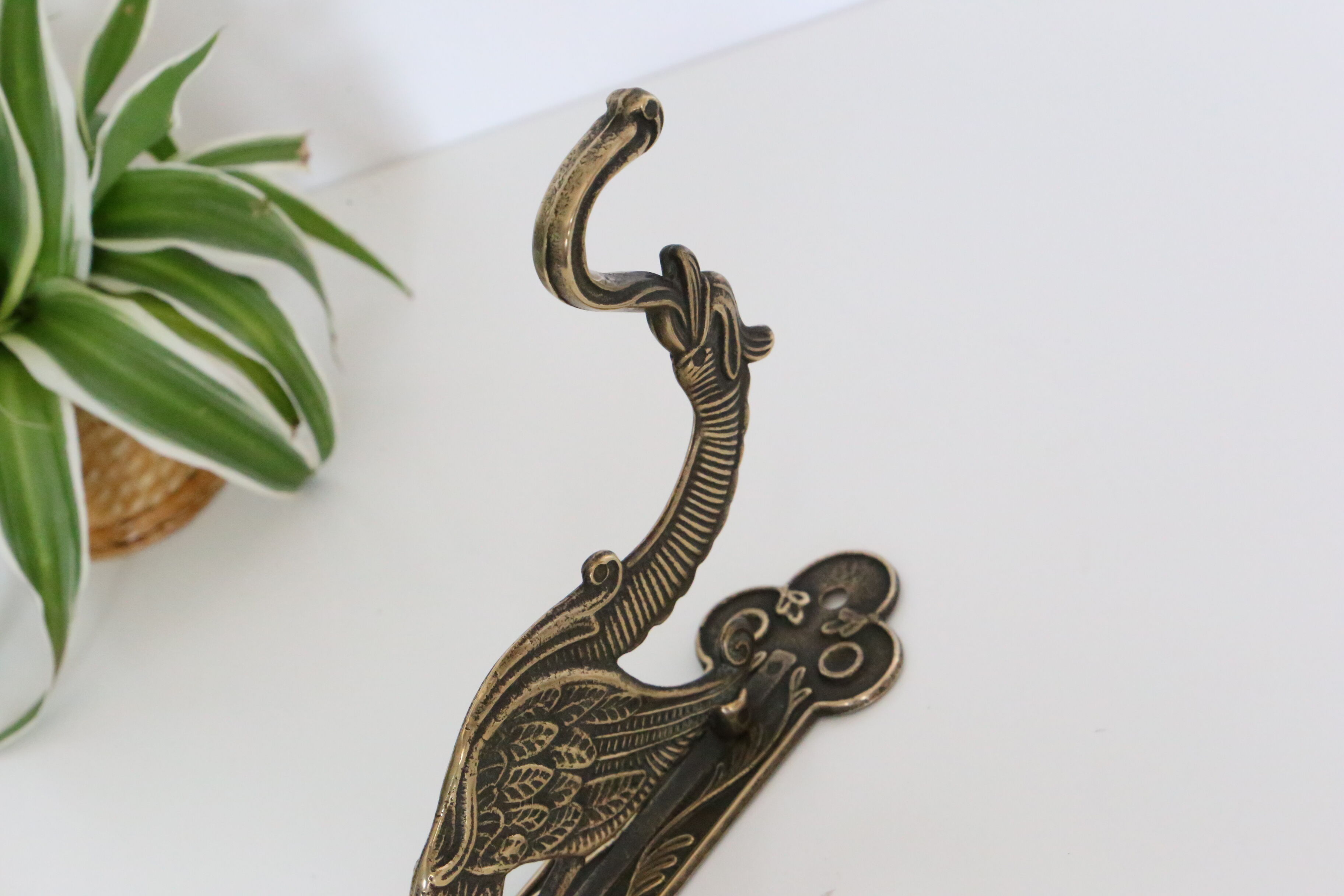 Gothic dragon rack, plant door or brass mantle holder