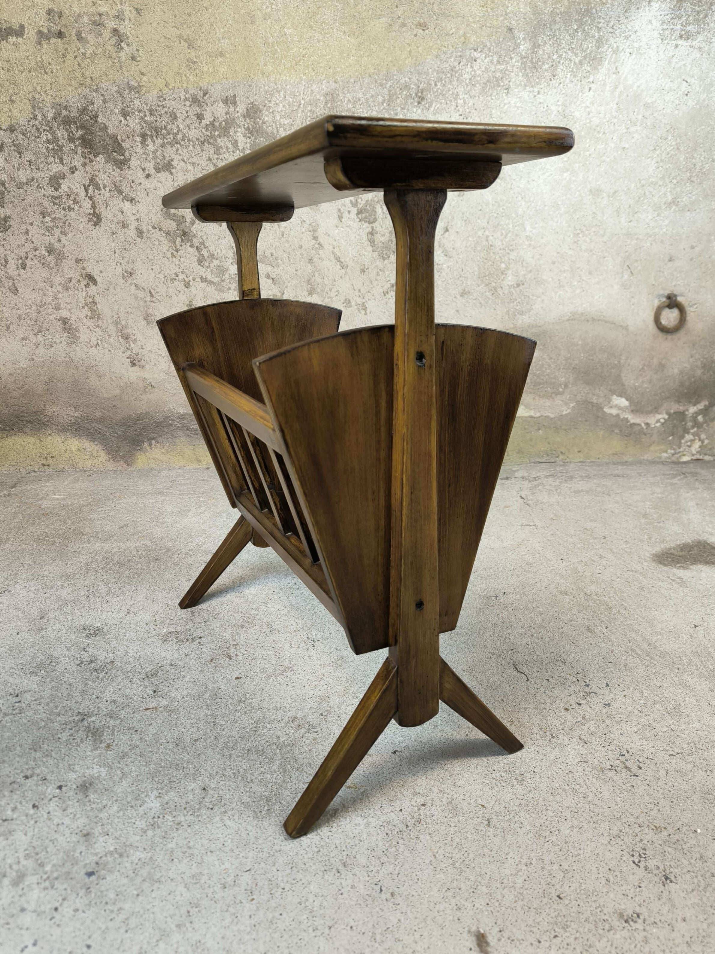Wooden vintage magazine rack, shelf