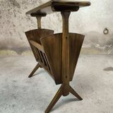 Wooden vintage magazine rack, shelf