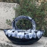 Midnight blue and white glazed ceramic flower pick, 1960/1970, vintage