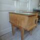 Paire de chevets vintages en bois brut , plateaux miroir.