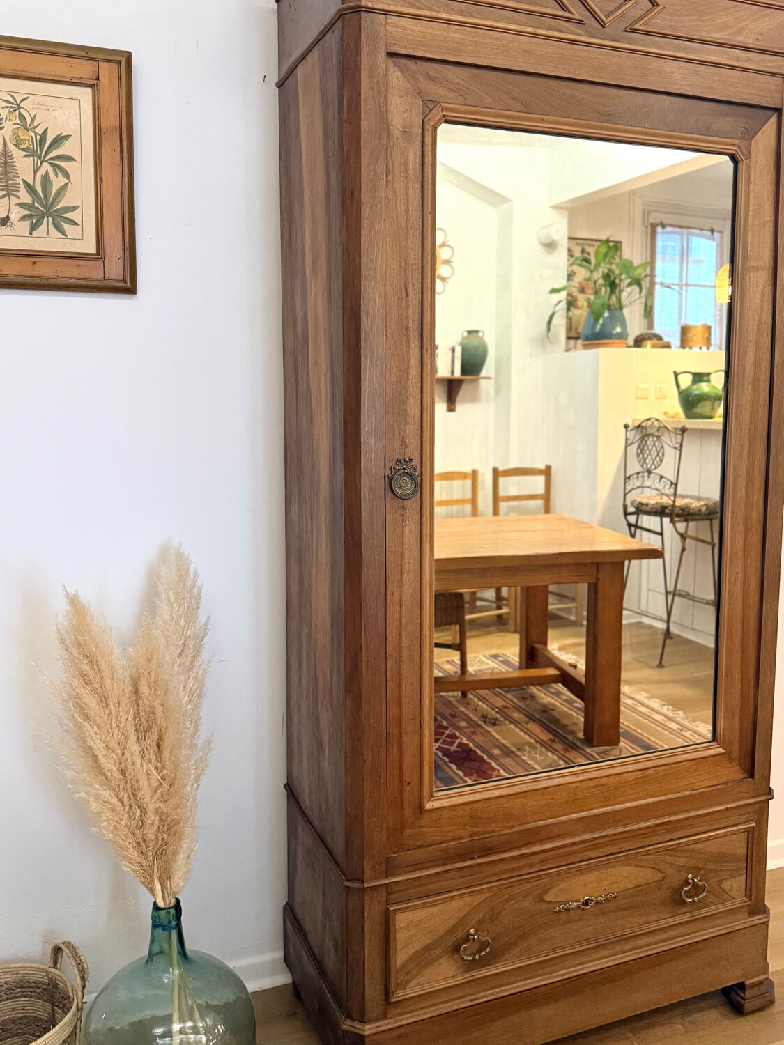 Walnut Bonnetière wardrobe