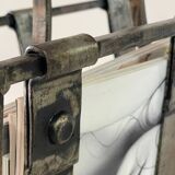 Brutalist vintage steel magazine rack