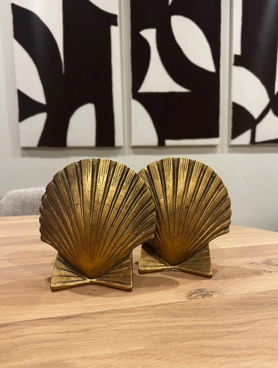 Pair of golden shell bookends